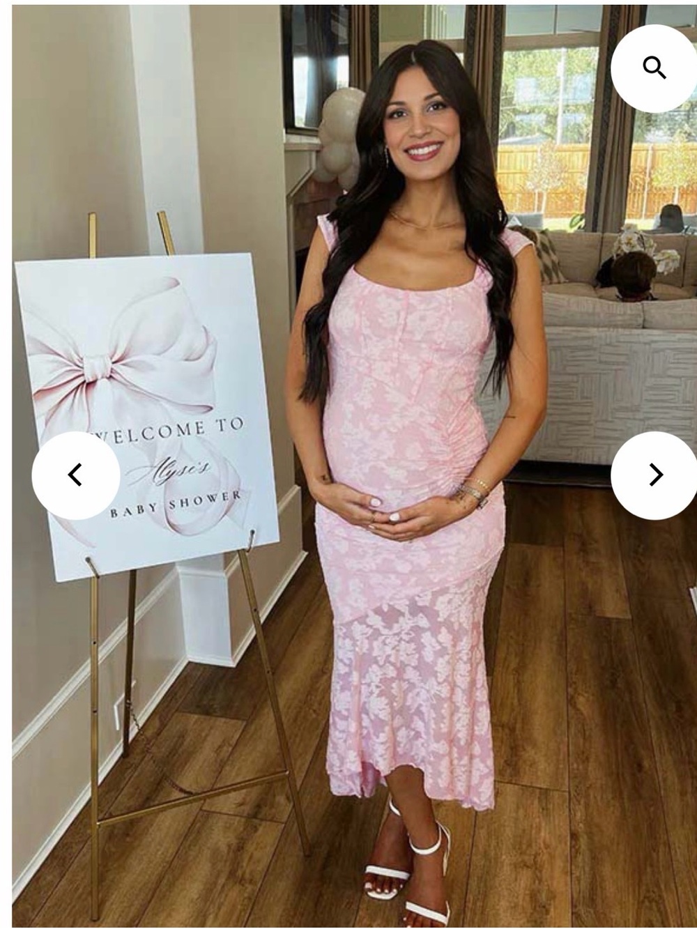 Pink Lace maternity Midi Dress